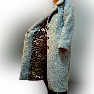 Roberto Cavalli bouclé coat 
Fabric: faux fur double breasted with jewel buttons